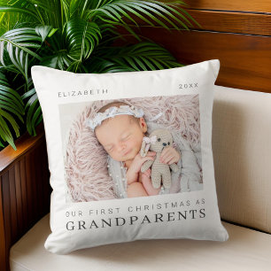 Coussin Notre premier Noël en grands-parents Moderne Chic