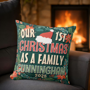 Coussin Notre Premier Noël En Tant Que Couronne Colorée Fa