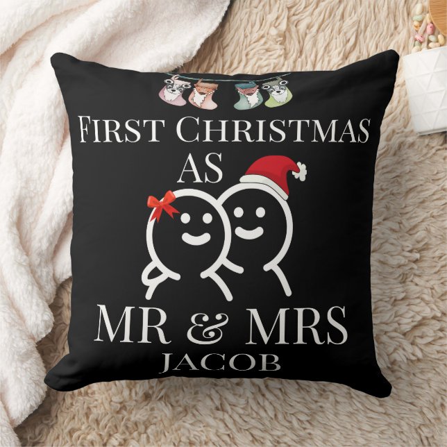 Coussin Notre premier Noël en tant que M. et Mme Nouveaux  (Couverture)