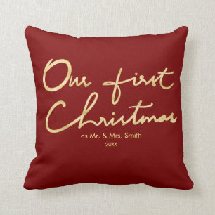 Coussin Notre premier Noël en tant que M. & Mme   Pour les