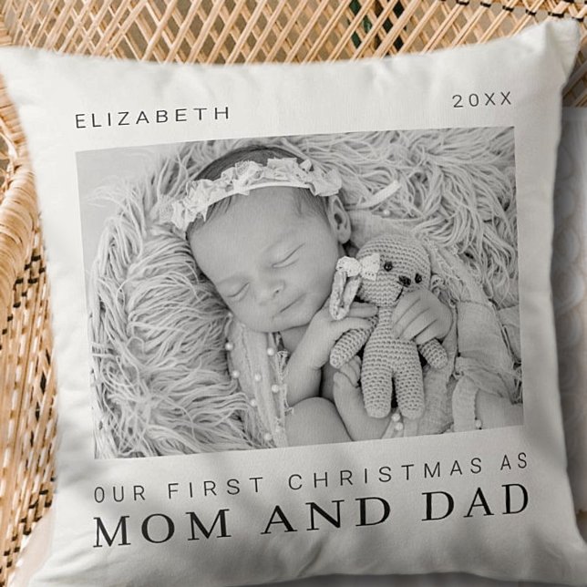 Coussin Notre premier Noël en tant que maman et papa Chic  (Créateur téléchargé)