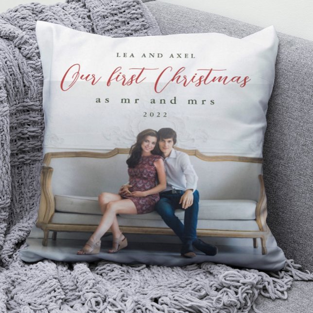 Coussin Notre premier Noël en tant que Monsieur et Madame  (Créateur téléchargé)