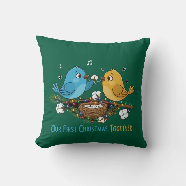 Coussin Notre Premier Noël Ensemble Adorables Amoureux (Recto)