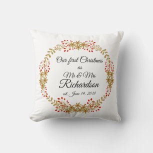 Coussin Notre premier Noël ensemble en tant que M. et Mme