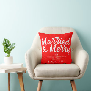 Coussin Notre premier Noël, M. et Mme Newlyhed Merry