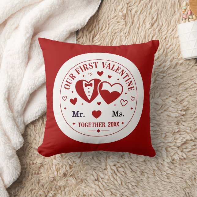 Coussin "Notre premier Saint-Valentin" M. et Mme. (Couverture)