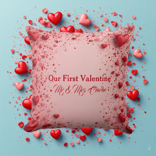 Coussin Notre Premier Valentin M. et Mme Cœurs Romantiques