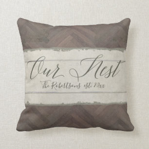 Coussin Notre script de nid Moderne Agritourisme Bois Nom 