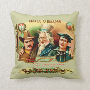 Coussin Notre Union Vintage boîte à cigares Étiquette
