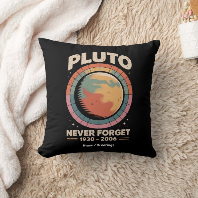 Coussin N'oubliez jamais Pluto 1930-2006 drôle espace rétr (Couverture)