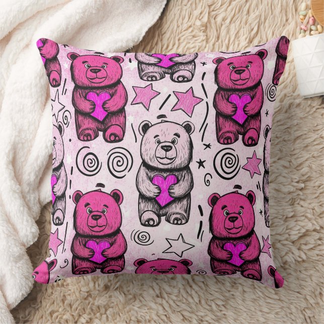 Coussin Nounours avec coeurs et rose - Saint-Valentin (6) (Couverture)
