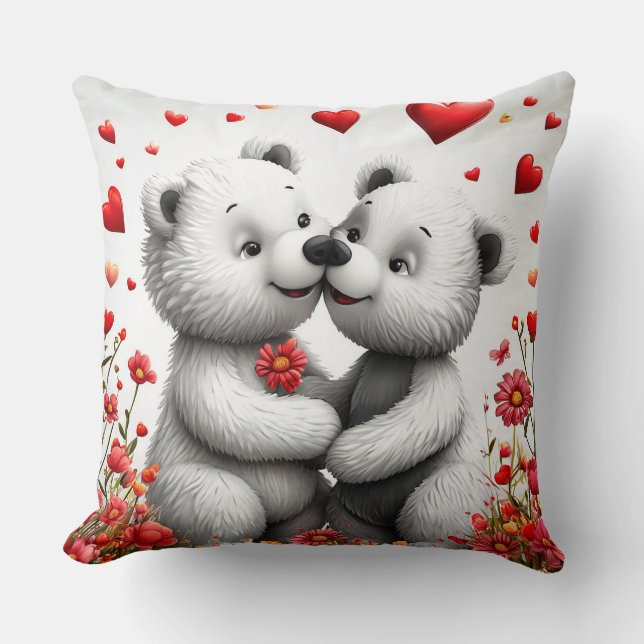 Coussin Nounours en peluche avec amour (Recto)