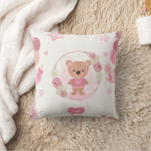 Nounours en peluche rose bébé
