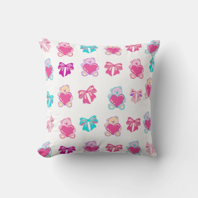 Coussin Nounours et vaches roses Jeter l'oreiller (Recto)