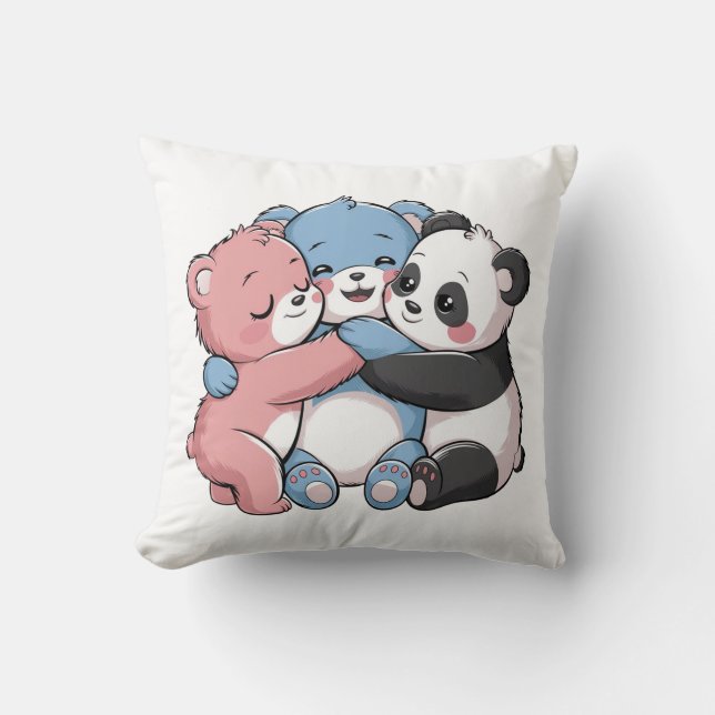 Coussin Nounours mignons avec Panda (Recto)