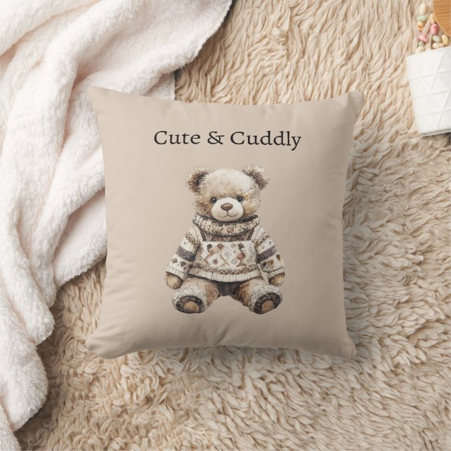 Coussin Nounours Ours en Peluche Mignon (Couverture)