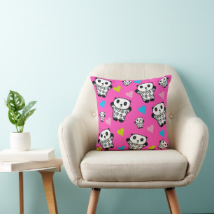 Coussin Nounours Rose Mignon Kawaii Ours Panda Amour Coeur