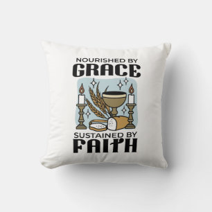 Coussin Nourri par la Grâce, Soutenu par la Foi Design