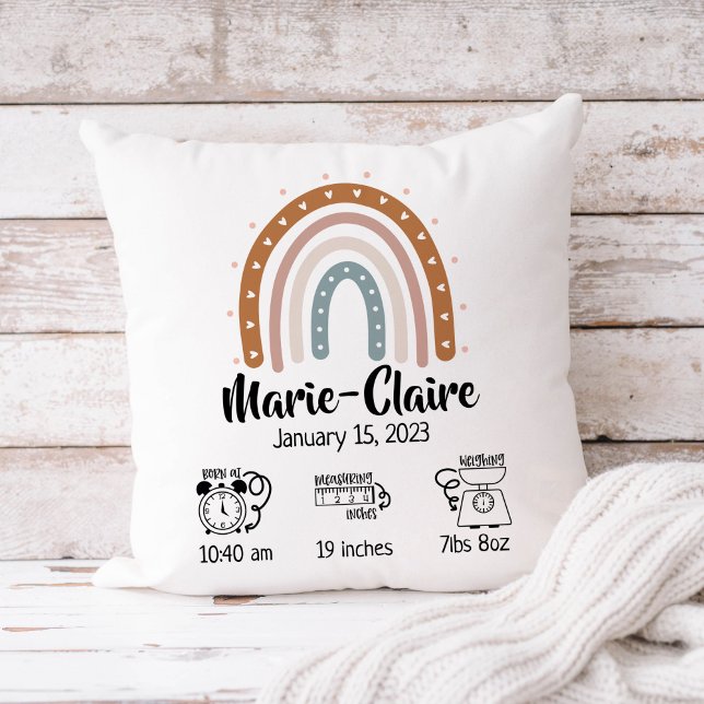 Coussin Nourriture aquarelle boho arc-en-ciel statistiques (Créateur téléchargé)