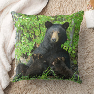 Coussin Nourriture Ours noir et lits jumeaux en plein air