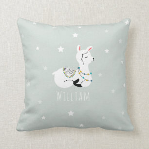 Coussin Nourriture pour garçons Bleue Llama Stars