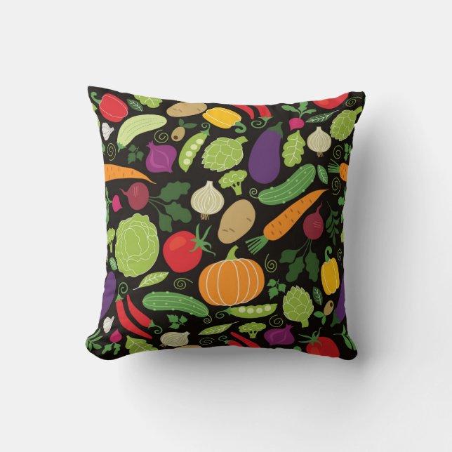 Coussin Nourriture sur un arrière - plan noir (Recto)