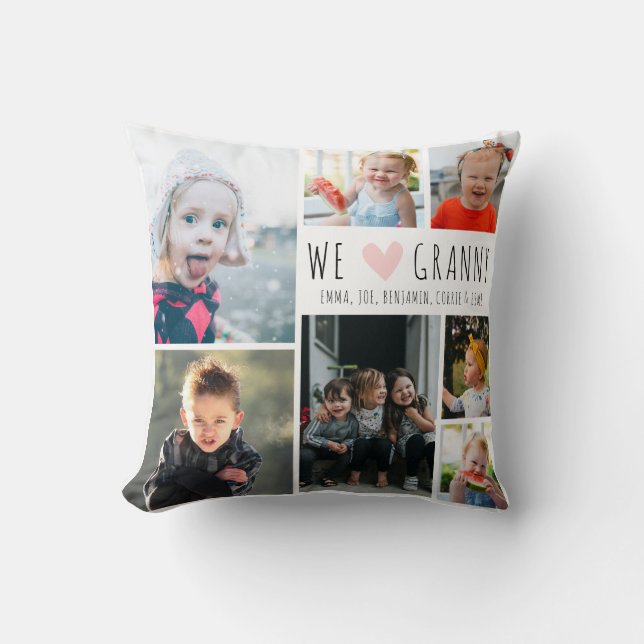 Coussin Nous aimons le collage de photos de grand-mère Cad (Recto)
