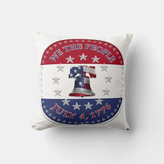 Coussin Nous le Peuple Juillet 4 1776 Cloche avec 13 & 50  (Recto)