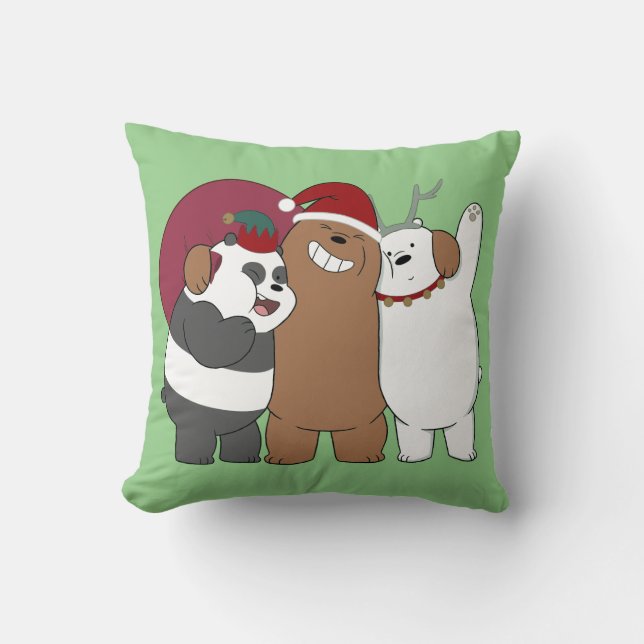 Coussin Nous Ours Nus - Bonnes Fêtes (Recto)