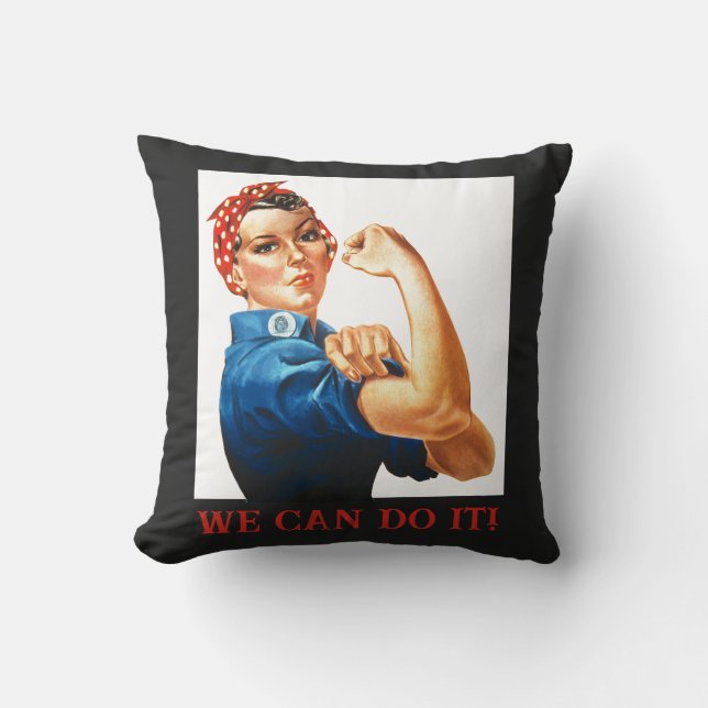 Coussin Nous pouvons le faire Rosie le Riveter Femmes 2ÈME (Recto)