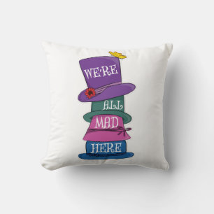 Coussin Nous sommes tous fous ici Mad Hatter Alice au pays
