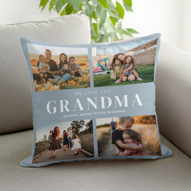 Coussin Nous t'aimons Grand-mère Personnalisé 4 Photo Coll (Créateur téléchargé)