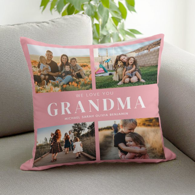 Coussin Nous t'aimons Grand-mère Personnalisé 4 Photo Coll (Créateur téléchargé)
