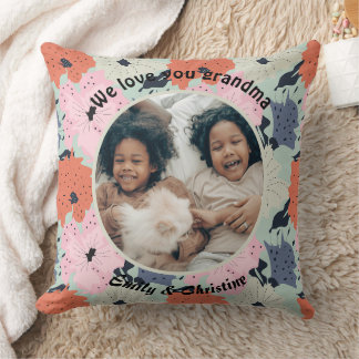 Coussin Nous t'aimons grand-mère photo personnalisée et pr