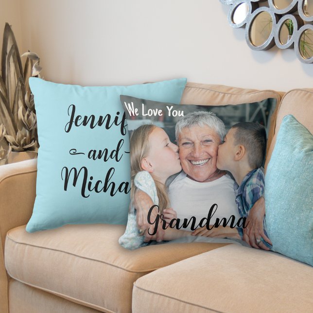 Coussin Nous t'aimons Mamie Photo personnalisée Fête des M (Créateur téléchargé)