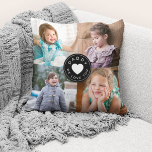 Coussin Nous t'aimons Papa Modern Black Heart 4 Photos
