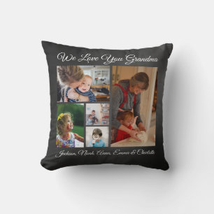 Coussin Nous vous aimons Grand-mère Élégante Faux Black Su