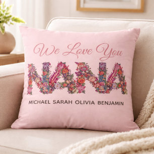 Coussin Nous vous aimons Nana Floral Lettre Rose Noms Enfa