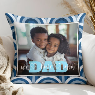 Coussin Nous vous aimons Papa Bleu Art Déco Photo personna