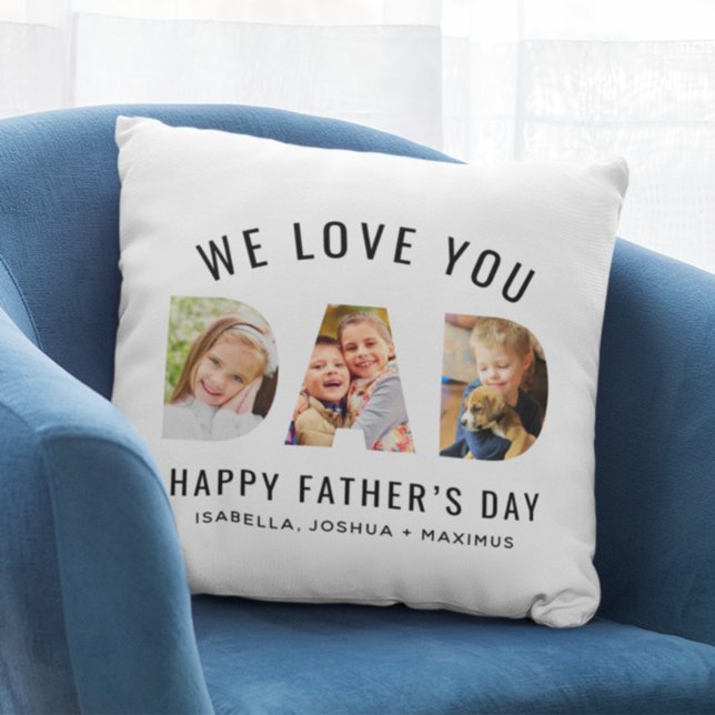 Coussin Nous Vous Aimons Papa Photo Fête des Pères (Créateur téléchargé)