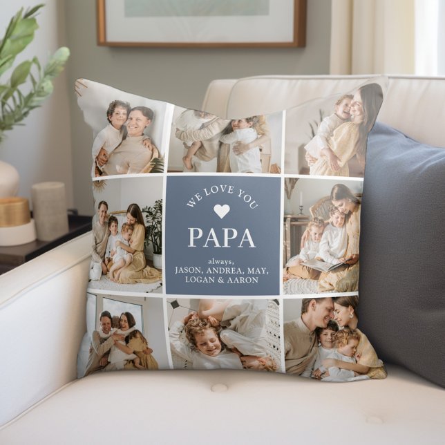 Coussin Nous Vous Aimons Papa Photo Personnalisée Jeu D'Or (Créateur téléchargé)