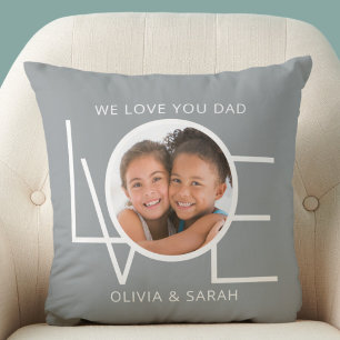 Coussin Nous Vous Aimons Papa Photo Personnalisée pour la