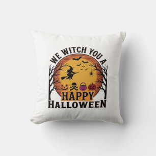 Coussin Nous vous souhaitons un joyeux Halloween Vintage