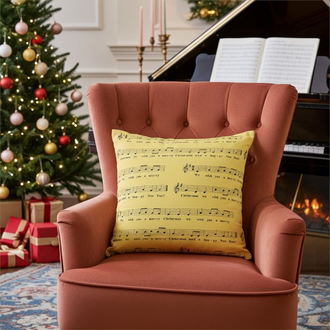 Coussin Nous vous souhaitons un joyeux Noël Musical Sable  (Créateur téléchargé)