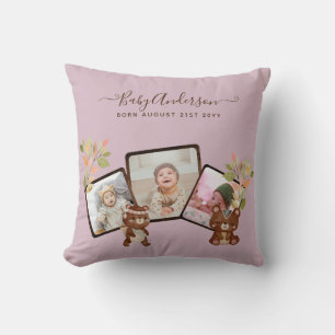 Coussin Nouveau cadeau photo bébé - mignon animaux en bois