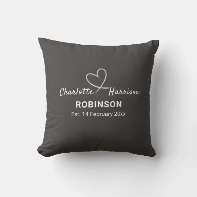 Coussin Nouveau marié Couples Mariage Date Personnalisée (Recto)