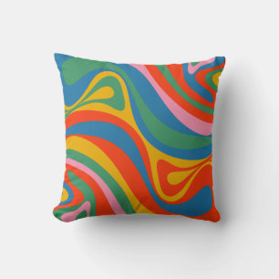 Coussin Nouveau Motif Abstrait coloré Groove Retro Trippy