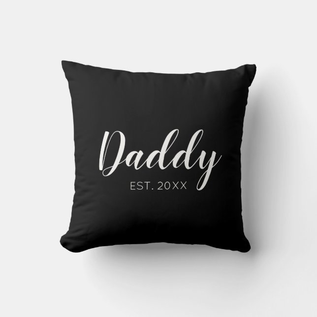 Coussin Nouveau Papa Établi 2022 typographie (Recto)