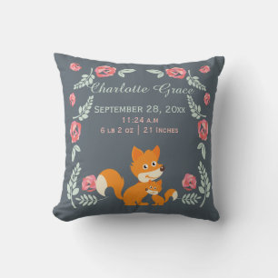 Coussin Nouveau Renard De Bébé Et Roses Personnalisé Naiss