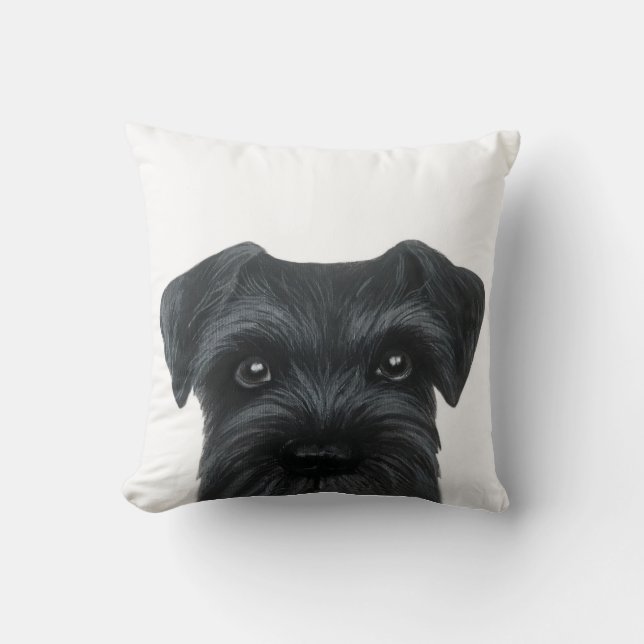 Coussin Nouveau Schnauzer noir, peinture originale et (Recto)
